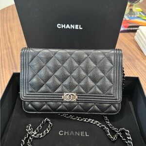 Chanel Boy Wallet on Chain (WOC) – Black Caviar Leather